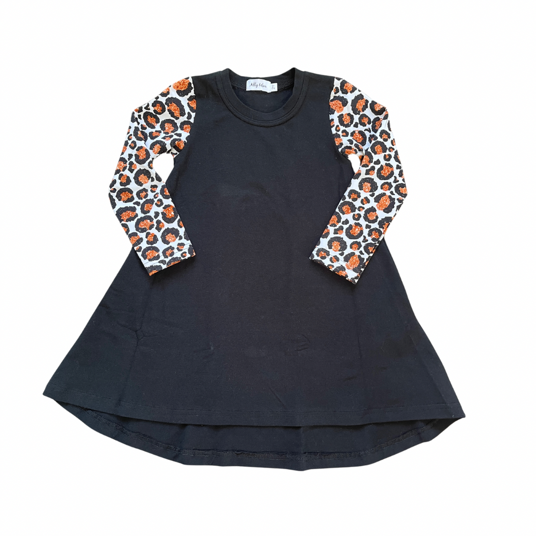 Hi-Lo t-shirt dress, Leopard Sleeves